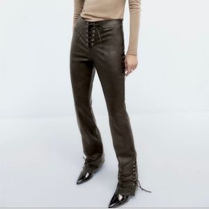 Zara faux leather lace up pants ***NWT***